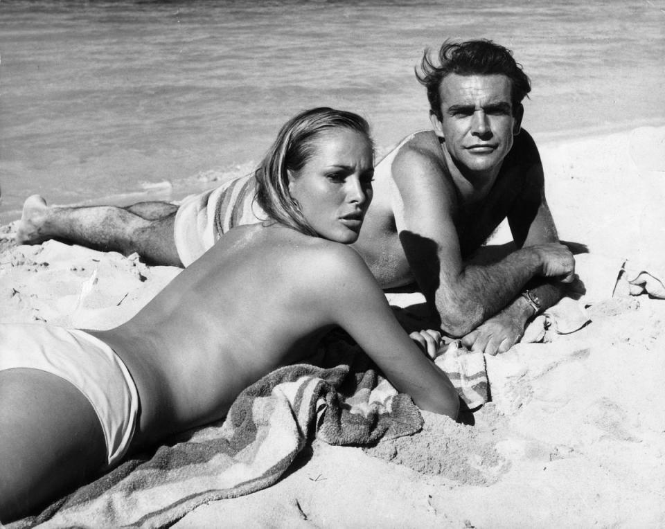 Sean Connery and Ursula Andress on the set of ‘Dr No’ in 1962 (Danjaq/Eon/Ua/Kobal/Shutterstock)