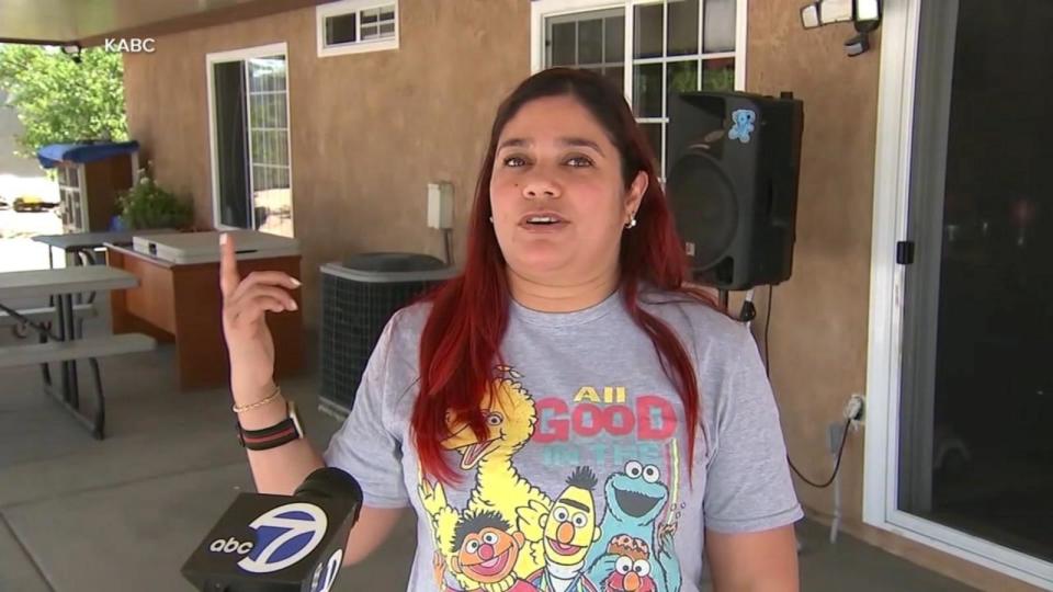 PHOTO: Yvonne Iribe speaks out after a dust devil nearly carried away an inflatable bounce jumper at her home. (KABC)