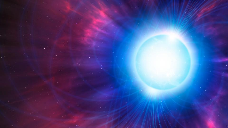 An artist's interpretation of a magnetar and its magnetic field