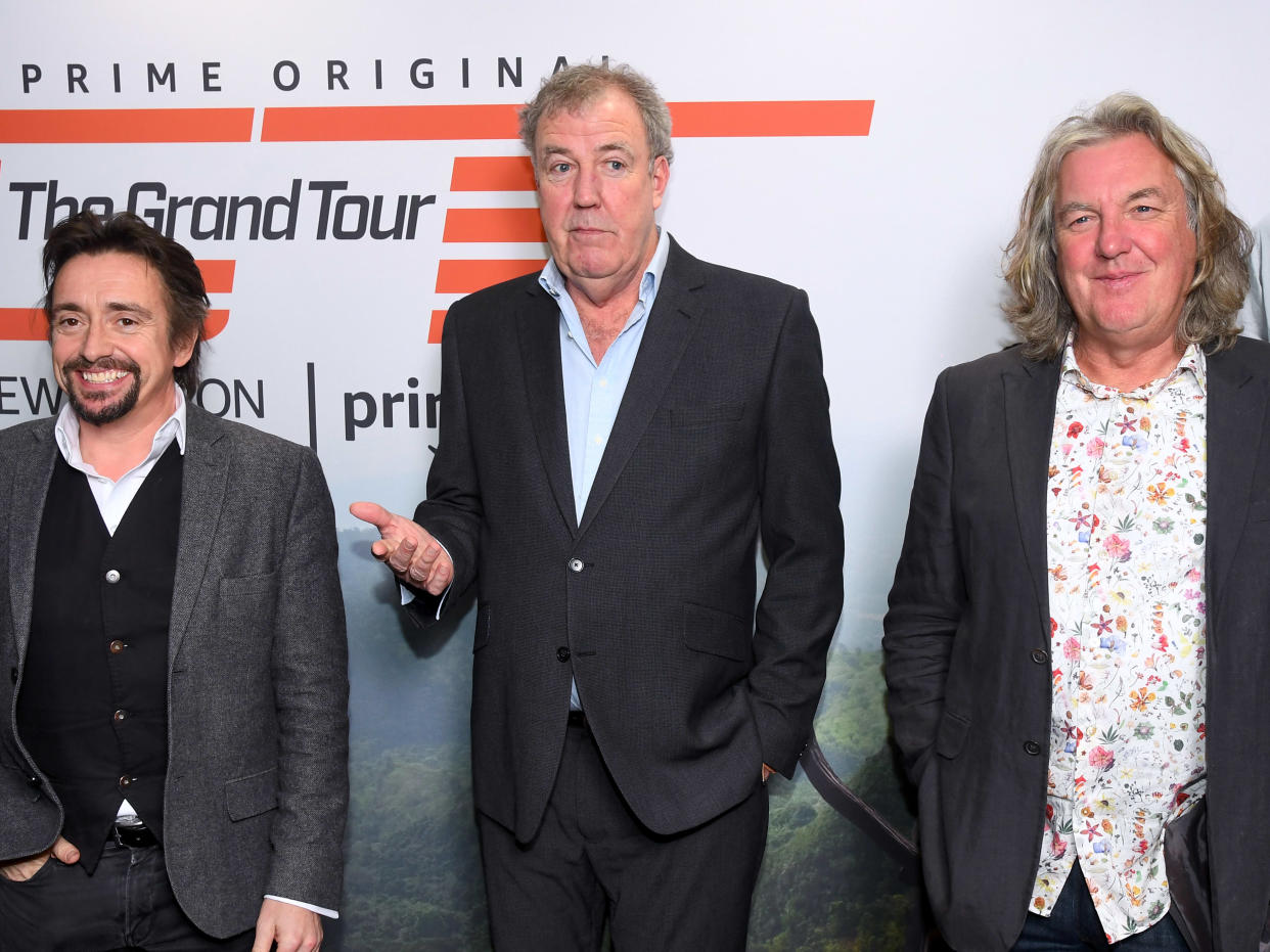 LONDON, ENGLAND - JANUARY 15: Richard Hammond, Jeremy Clarkson and James May attend a screening of 'The Grand Tour' season 3 held at The Brewery on January 15, 2019 in London, England. (Photo by Dave J Hogan/Getty Images)