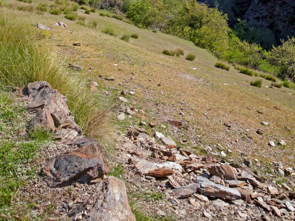 Landscape of the River Rio Poqueira gorge valley.