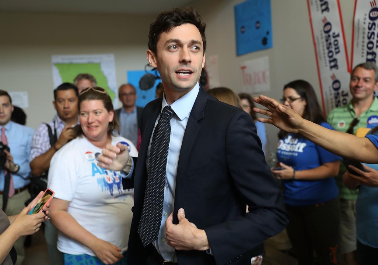 Democratic candidate Jon Ossoff speaks to volunteers and supporters at a campaign office as he runs for Georgia’s 6th Congressional District on April 18, 2017 in Marietta, Georgia. (Photo: Joe Raedle/Getty Images)
