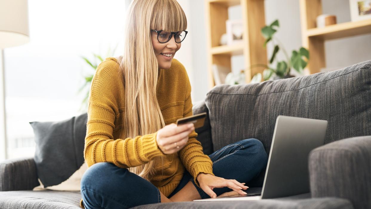 woman using a credit card