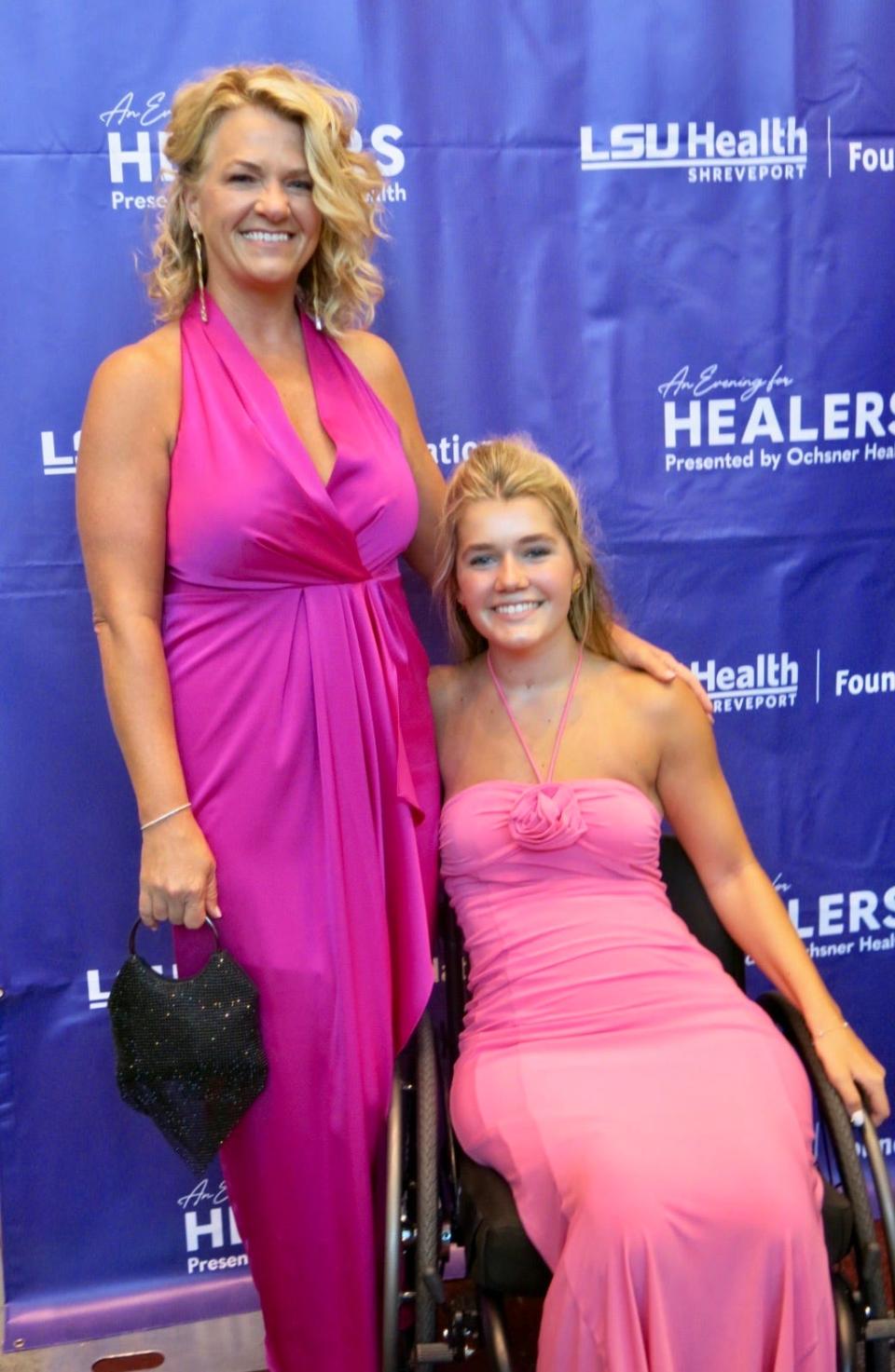 Deidre Dement and her daughter patient Evie Hilburn at the LSUHS "Evening for Healers" on August 31, 2023.
