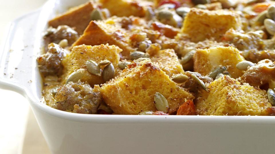 Pumpkin and Sausage Strata With Toasted Pepitas