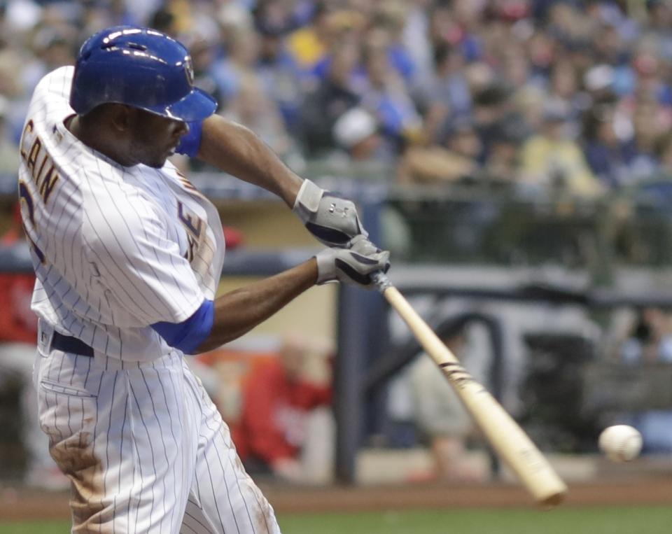 Milwaukee Brewers’ Lorenzo Cain (AP Photo/Morry Gash)