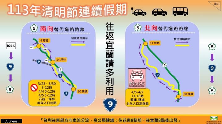 台9替代道路示意圖。（圖：高公局提供）