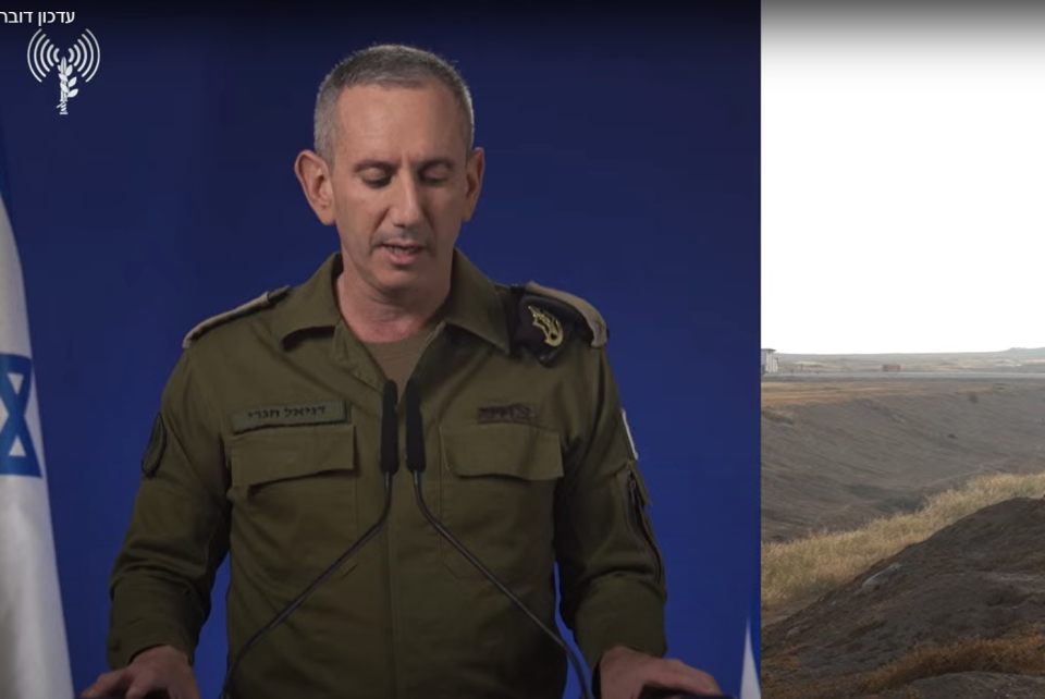 Israeli military spokesperson Rear Admiral Daniel Hagari providing updates about Iranian attack on Israel (Screengrab/IDF)