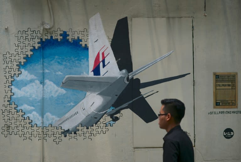 A mural dedicated to the missing Malaysia Airlines flight MH370 is seen on the outskirts of Kuala Lumpur, in August 2015