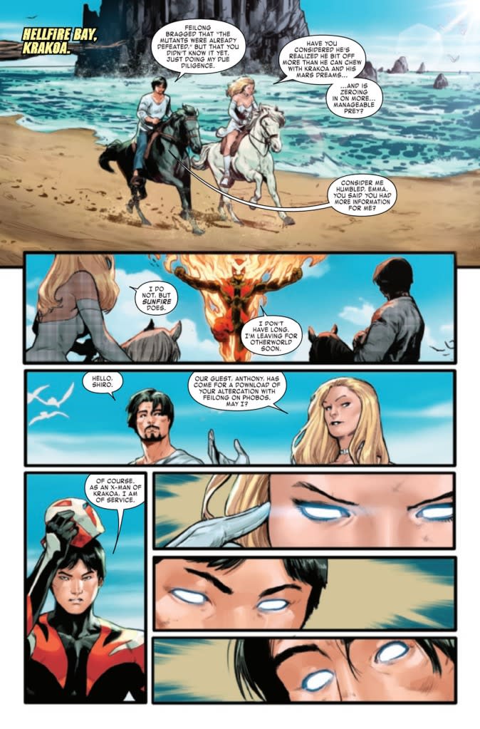 Pages illustrated by Juan Frigeri, with colors by Bryan Valenza, and letters by VC’s Joe Caramagna.