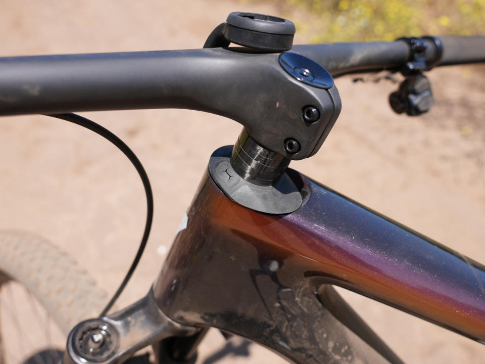 closeup details of 2024 specialized epic 8 s-works internal cable routing