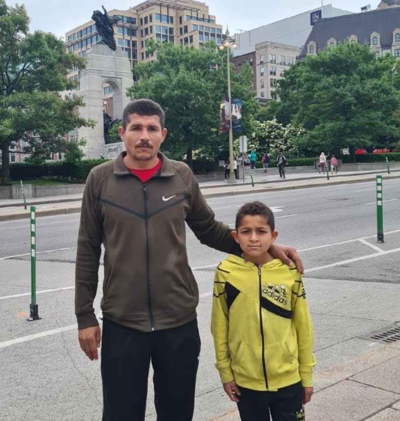 husband and son on Wellington after arriving in Ottawa