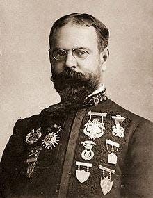 John Philip Sousa, in the 1880s, who for 12 years directed the United States Marine Band.