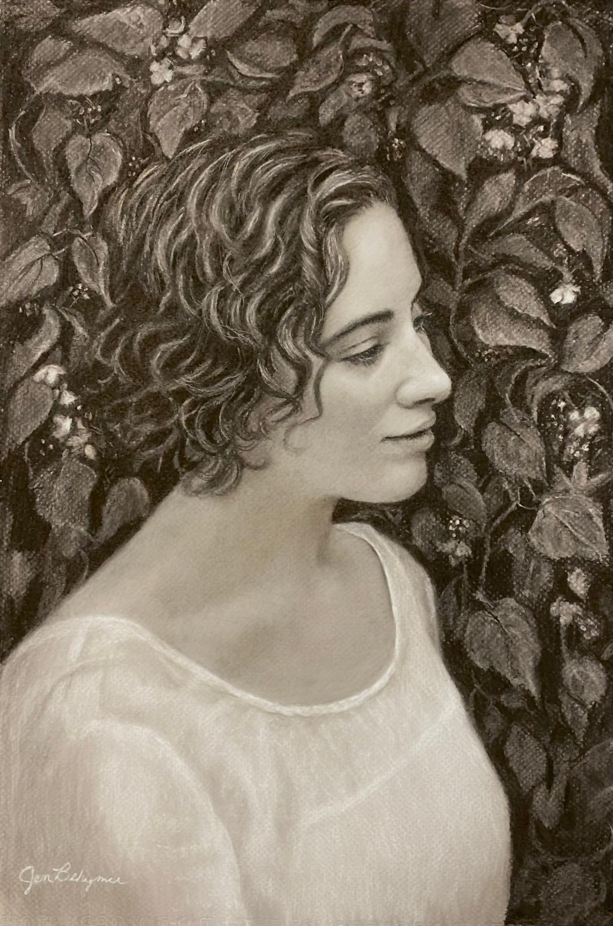 "Reverie," a dreamy drawing of a woman, is one of two works artist Jennifer Behymer will have on display at the Small Stones Festival of the Arts in Grafton.