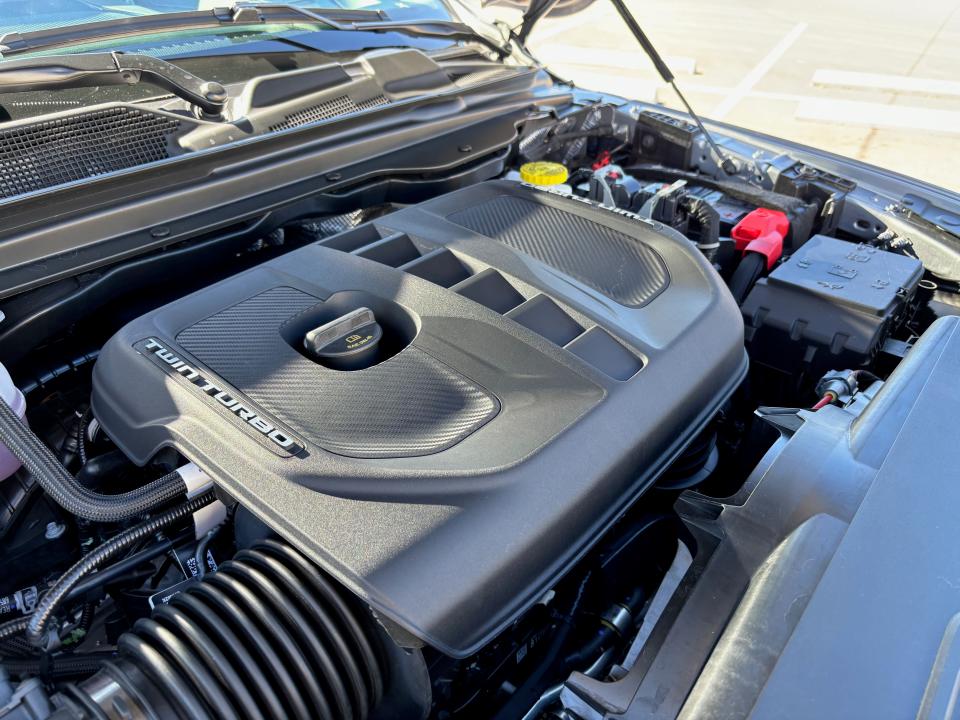 The 2025 Ram 1500 pickup's twin-turbo 3.0L inline-six engine produces more power than the 5.7L Hemi V8.