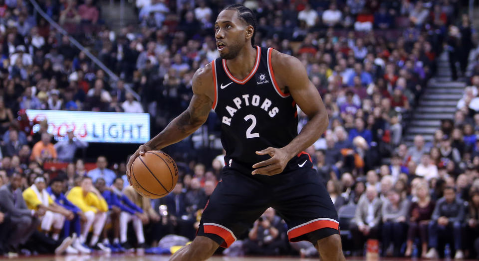 Kawhi Leonard’s career in comedy has officially begun and he’s off to a very good start. (Photo by Vaughn Ridley/Getty Images)