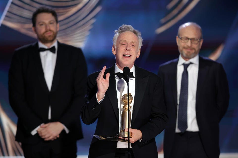 Mike White accepts the Best Limited or Anthology Series or Television Film award for “The White Lotus” - Credit: NBC via Getty Images