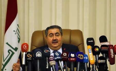 Iraq's Finance Minister Hoshiyar Zebari speaks during a news conference in Baghdad February 26, 2015. REUTERS/Khalid al-Mousily
