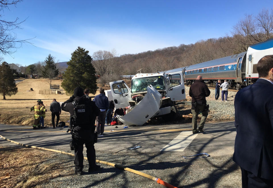 Train carrying GOP lawmakers crashes into garbage truck