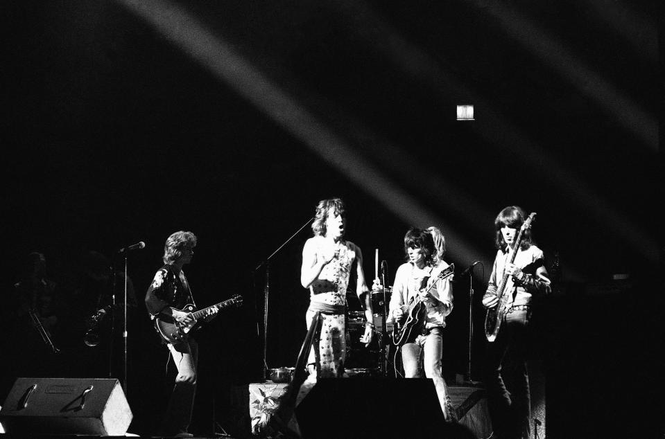 The Rolling Stones perform at Madison Square Garden, July 26, 1972, New York.