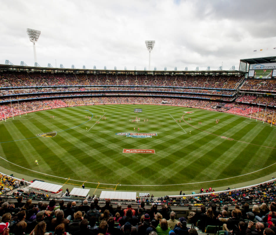 Melbourne Cricket Ground is Australia's largest stadium, welcoming over 100,000 rowdy fans for the AFL's Grand Final, pictured here.<p>Courtesy image</p>