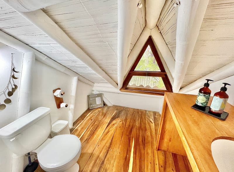 Wood and bamboo bathroom.