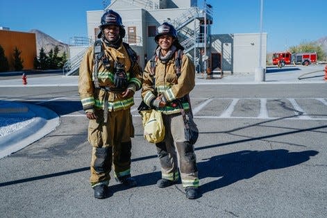 Left to right, Maurice Buckner and Austin Almendarez are full-ride Victorville Fire Academy Scholarship recipients.