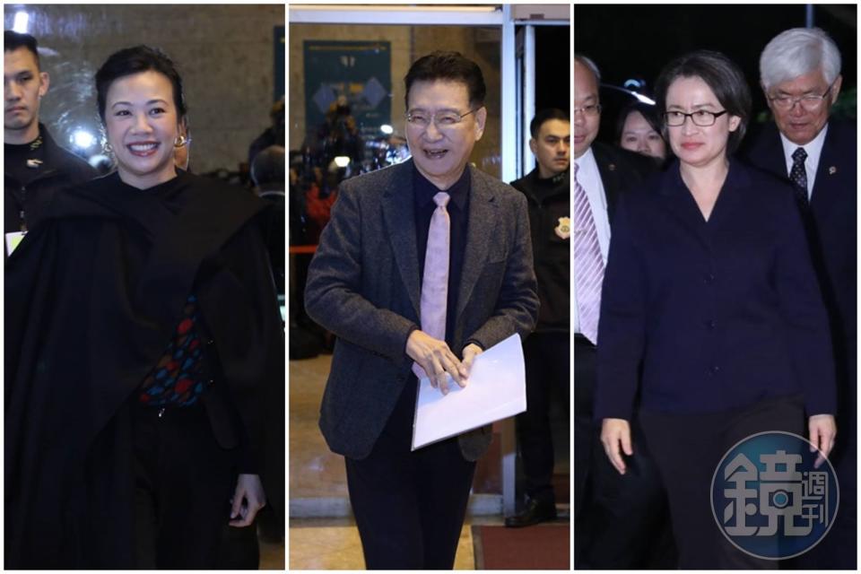 左起吳欣盈、趙少康以及蕭美琴進行副總統政見發表會。