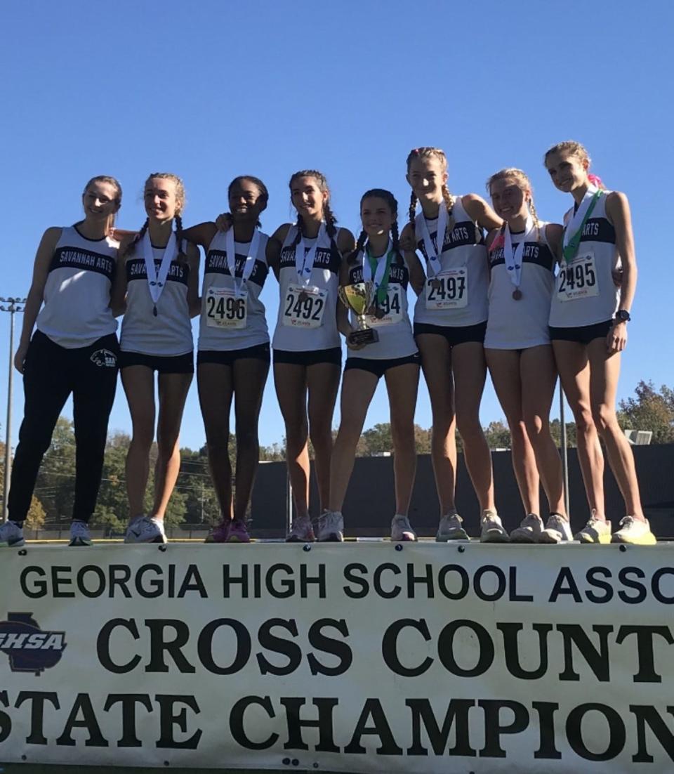 The Savannah Arts girls cross country team after its third place finish at the Class 2A State track and field meet Saturday in Carrollton.