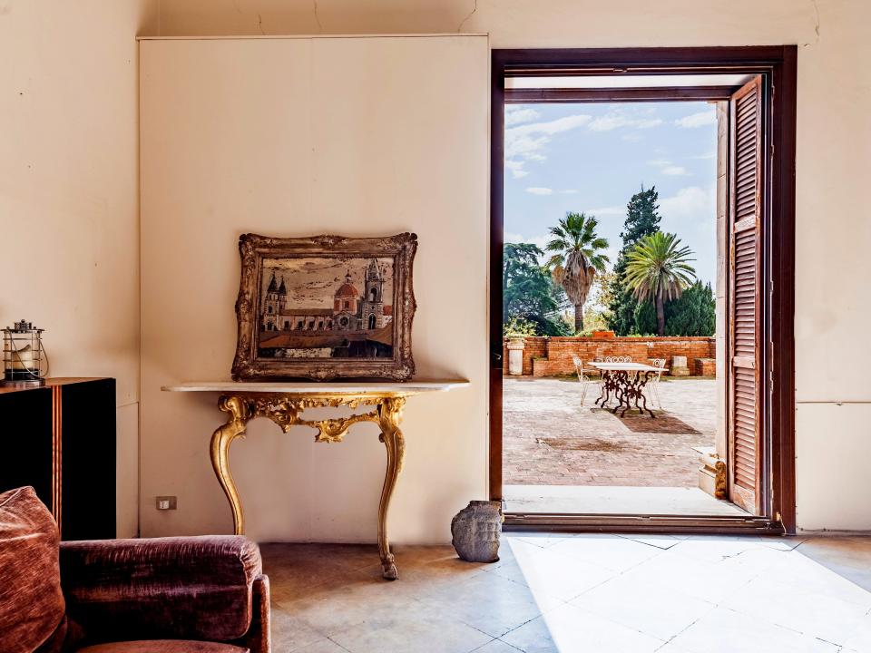 Terrace in Castello Pennisi di Floristella, Acireale, Sicily, Italy