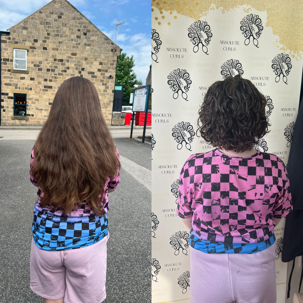 Girl with long hair next to girl with short hair