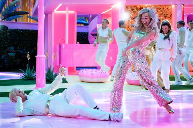 <p>Courtesy of Warner Bros.</p> Ryan Gosling and Margot Robbie in 'Barbie'