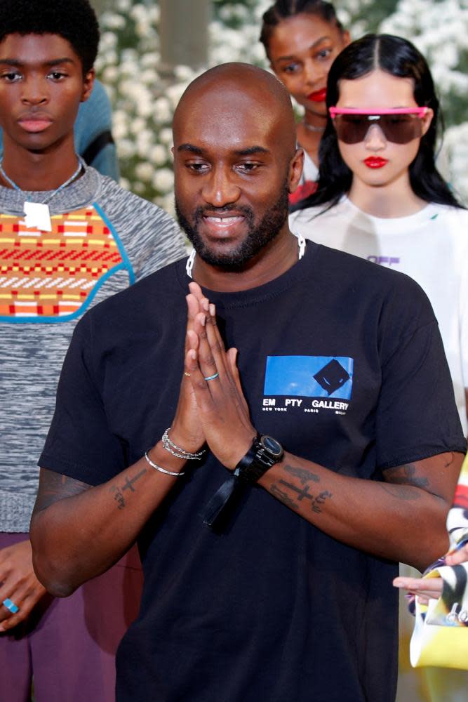 Virgil Abloh appears at the end of his Spring/Summer 2020 collection show for his label Off-White during Men’s Fashion Week in Paris.