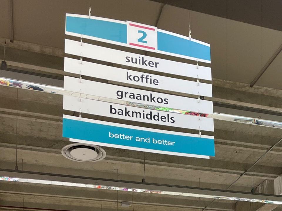 sign in South african supermarket (Afrikaans)