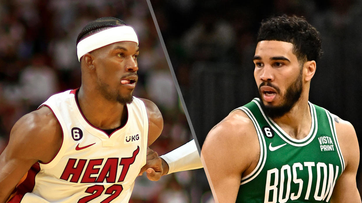  (L, R) Jimmy Butler and Jayson Tatum will face off in the Heat vs. Celtics live stream 