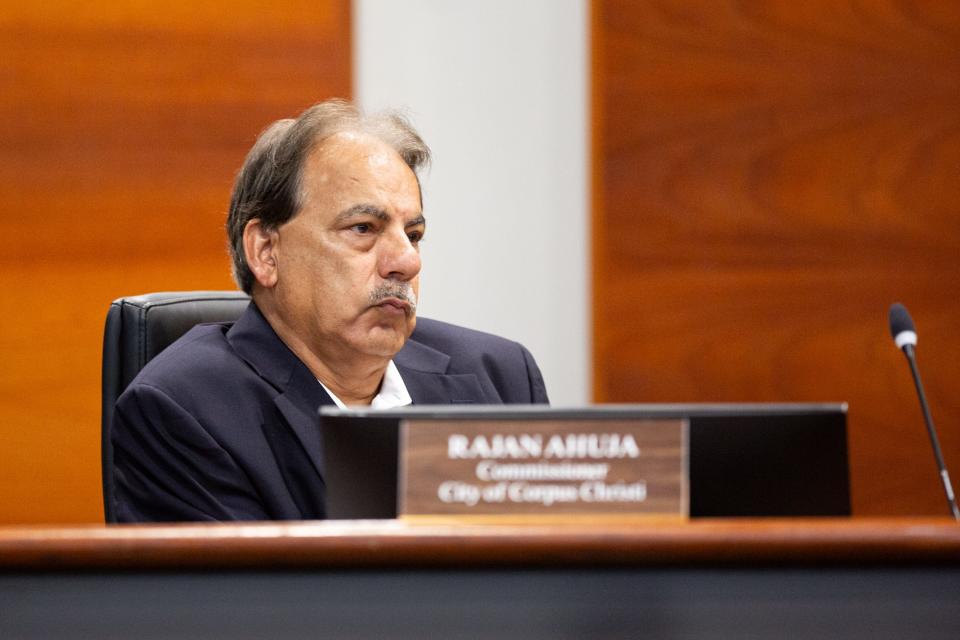 Commissioner Rajan Ahuja listens to public comment during a meeting on Wednesday, July 26, 2023, in Corpus Christi, Texas.