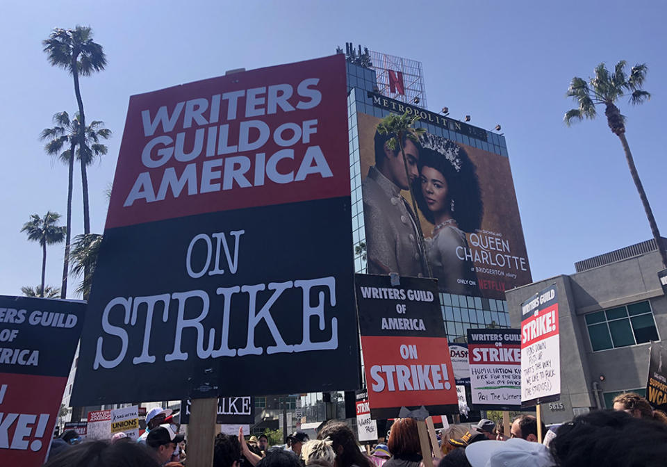 WGA Members Strike outside of Netflix on May 18th, 2023