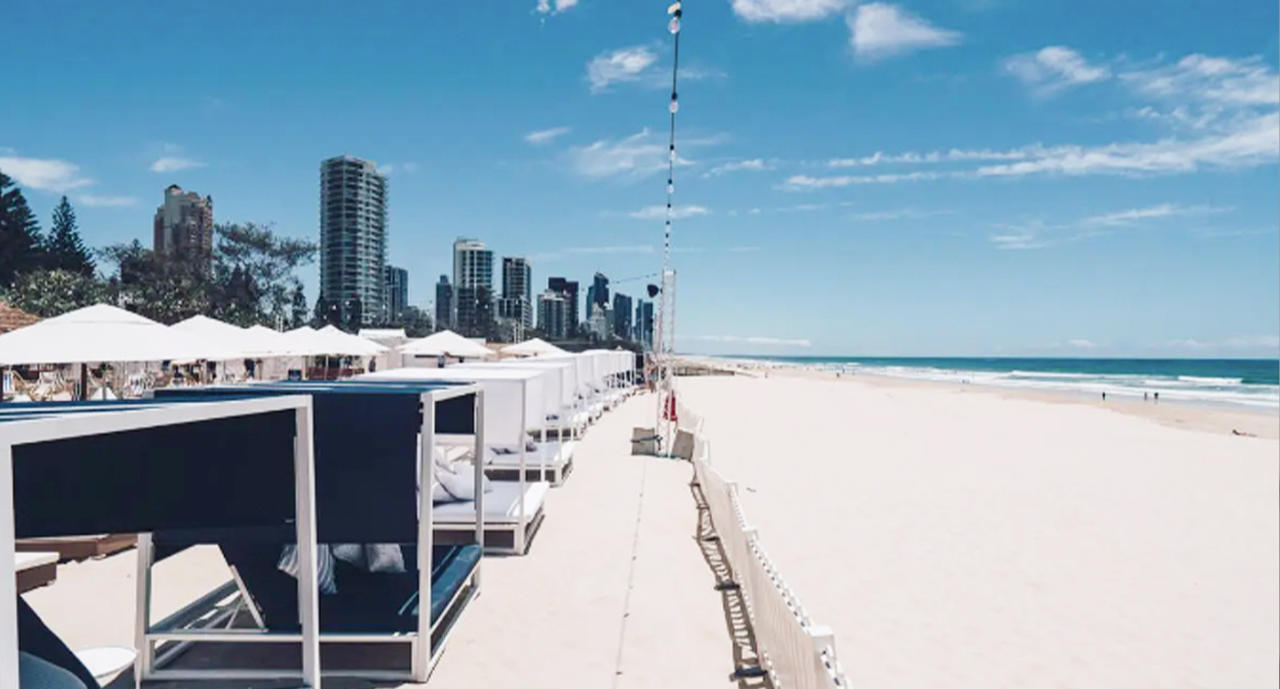 The Gold Coast previously had a beach club trial at Kurrawa (left).