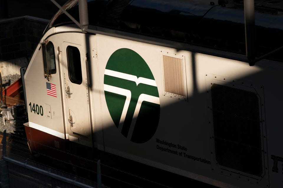 A passenger train is seen at King Street Station on Nov. 15 in Seattle. The federal infrastructure bill has $66 billion set aside for passenger rail service.