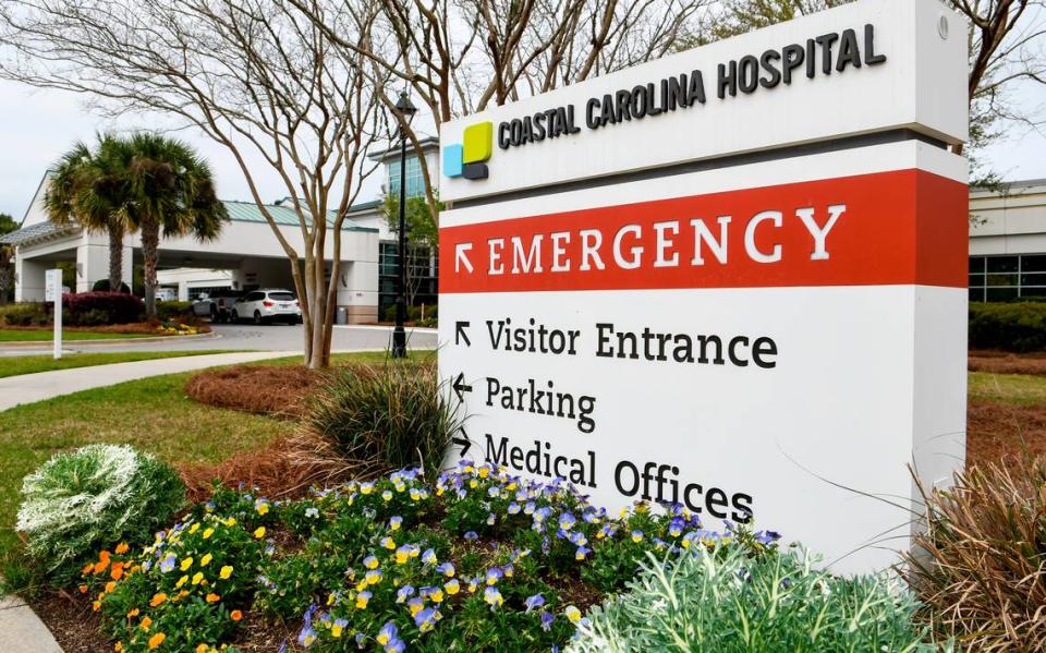 The emergency entrance, as seen on March 23, 2020, to Coastal Carolina Hospital.