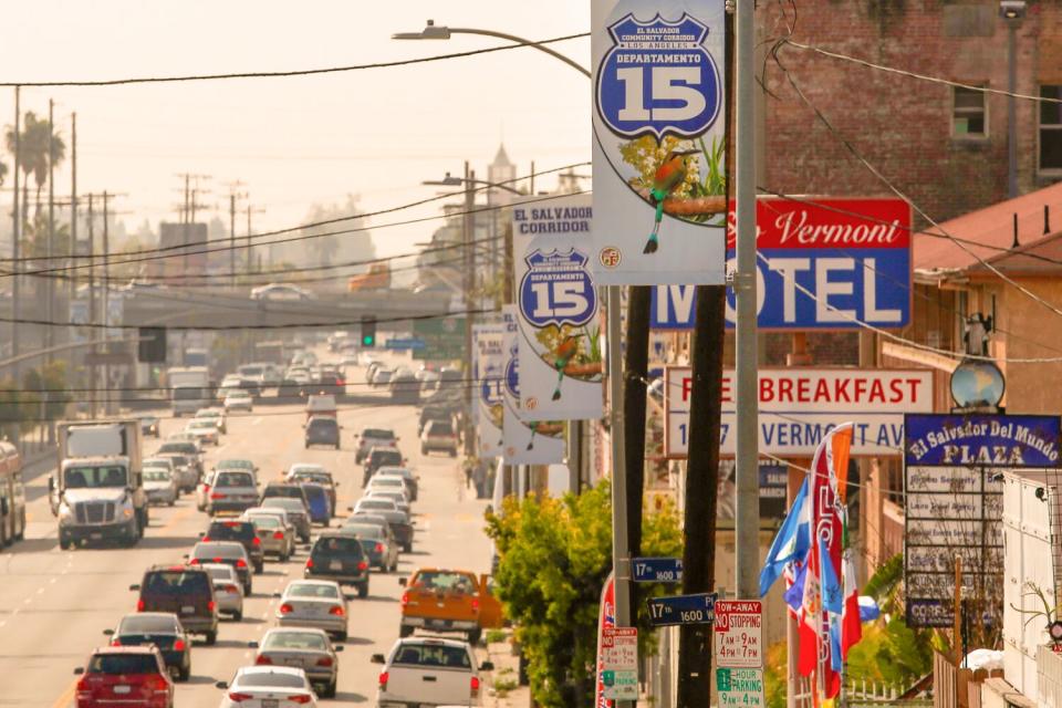 Signs with the number 15 dot the landscape in the Salvadoran district.