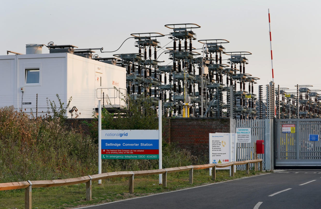A view of the National Grid's Interconnexion France-Angleterre (IFA) site in Sellindge, Kent, following a fire which broke out in the early hours of Wednesday, causing a power link between the UK and France to be shut off, leading to a jump in wholesale electricity prices. Picture date: Thursday September 16, 2021.