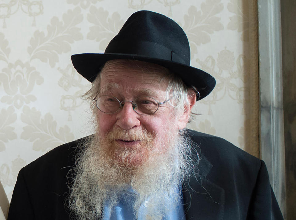 FILE - In this Dec. 5, 2016, file photo, Rabbi Adin Steinsaltz is pictured while meeting Pope Francis at the Vatican. Steinsaltz, a prolific Jewish scholar who spent 45 years compiling a monumental and ground-breaking translation of the Talmud, has died. He was 83. (L'Osservatore Romano/Pool Photo via AP, File)