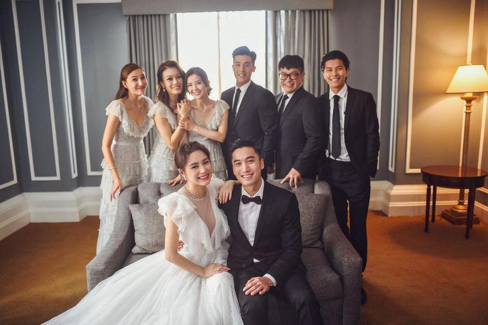 阿嬌與賴弘國2018年結婚時，許多娛樂圈大咖見證恭喜。(英皇提供）