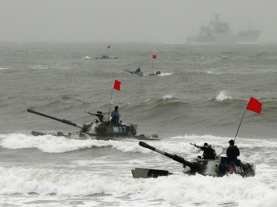 China amphibious tanks invasion