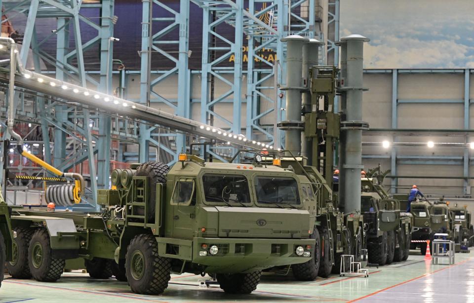 Military vehicles at an Almaz-Antey factory in St Petersburg.