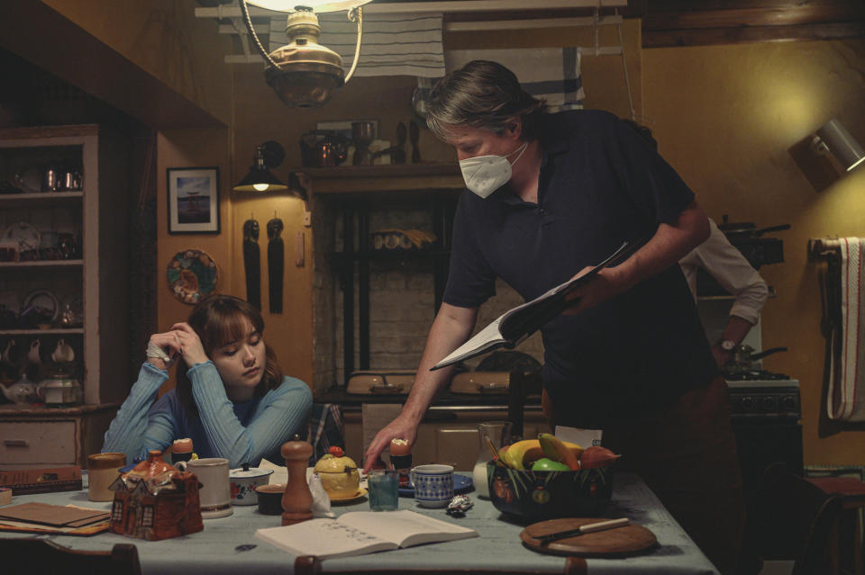 Joe Cornish with Ruby Stokes on-set of Netflix&#39; Lockwood & Co (Parisa Taghizadeh/Netflix)