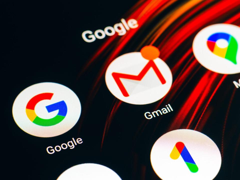 Google, Gmail and Google Maps app icon