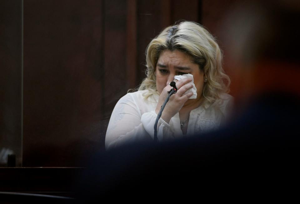 Patricia Preze gives a victim impact statement during the sentencing of Travis Reinking at Justice A.A. Birch Building in Nashville , Tenn., Friday, July 15, 2022. Reinking was convicted of murder in the 2018 Waffle House mass shooting that killed four and injured others. 