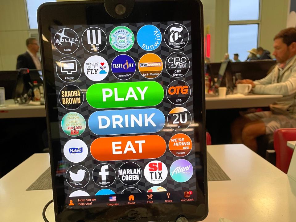 A tablet to use for ordering at Due Amici